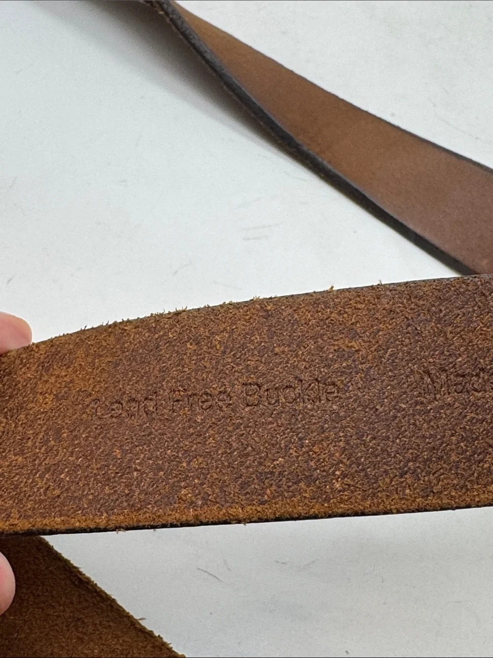 Classic Brown Leather Mens Belt with Matte Gunmetal Buckle Size 42
